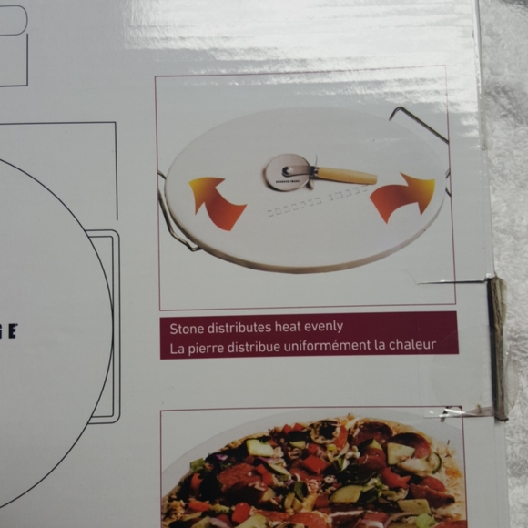 Sharper image pizza stone set 13"  pizza stone Set new W Cutter - Picture 5 of 6